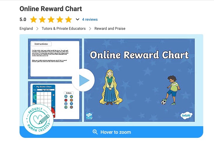 Twinkl reward chart screenshot